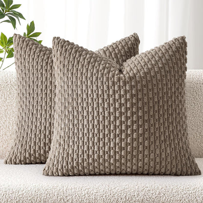MIULEE Decorative Throw Pillow Covers 18x18 Sage Green Textured Corduroy