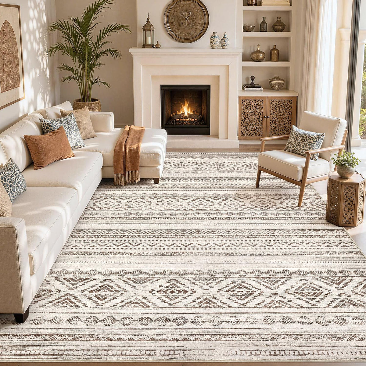 cotiled Boho 5x7 Area Rugs for Living Room: Soft Moroccan Washable Rug