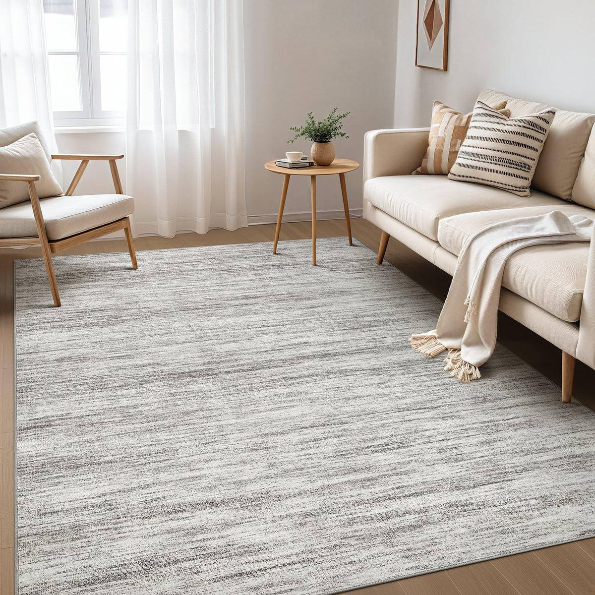 Nakagishi Boho 5x7 Area Rug Living Room Rugs Machine Washable Beige/Brown