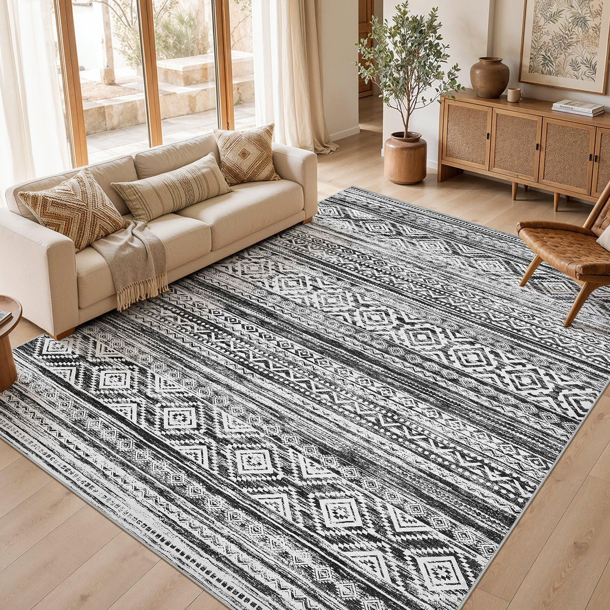 cotiled Boho 5x7 Area Rugs for Living Room: Soft Moroccan Washable Rug