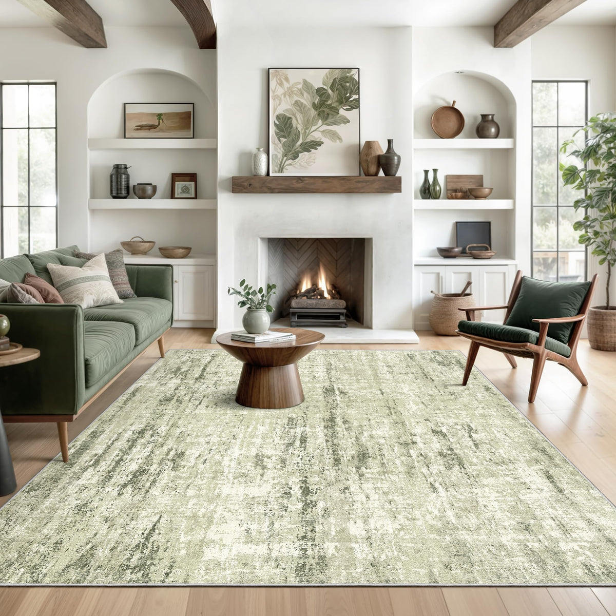 Valenrug Washable Rugs 5x7, Non Slip Large Area Rugs for Living Room, Beige