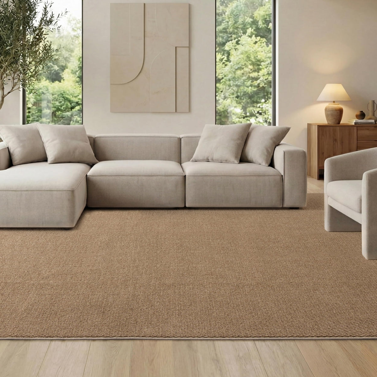 Bedsure 9x12 Faux Wool Area Rug for Living Room, Machine Washable, Beige