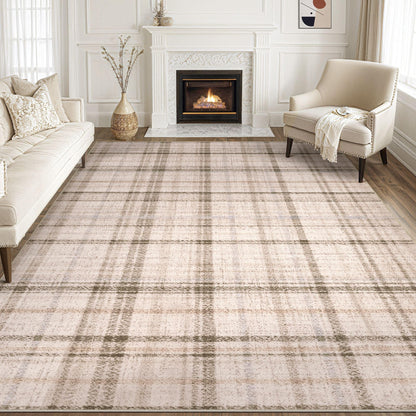 Tortania Area Rug Living Room Rugs - 5x7 Washable Large Soft Neutral Boho Moroccan Bohemian Farmhouse Rug Indoor Floor Carpet for Bedroom Under Dining Table Home Office Decor - Cream Brown