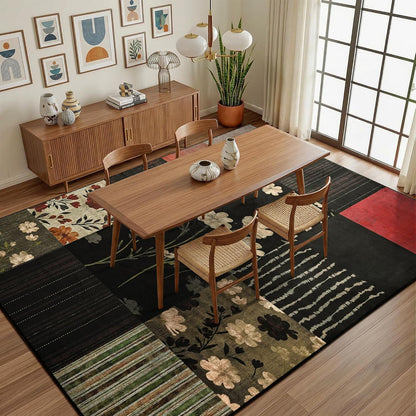 4'x6' Colorful Geometric Patchwork Floral Area Rug