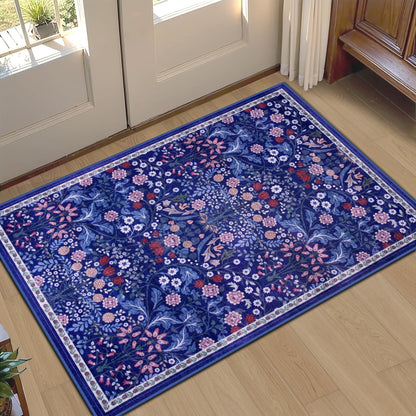 PLHXFR Area Rug Living Room: 5x7 Floral Washable Boho Carpet Dark Green