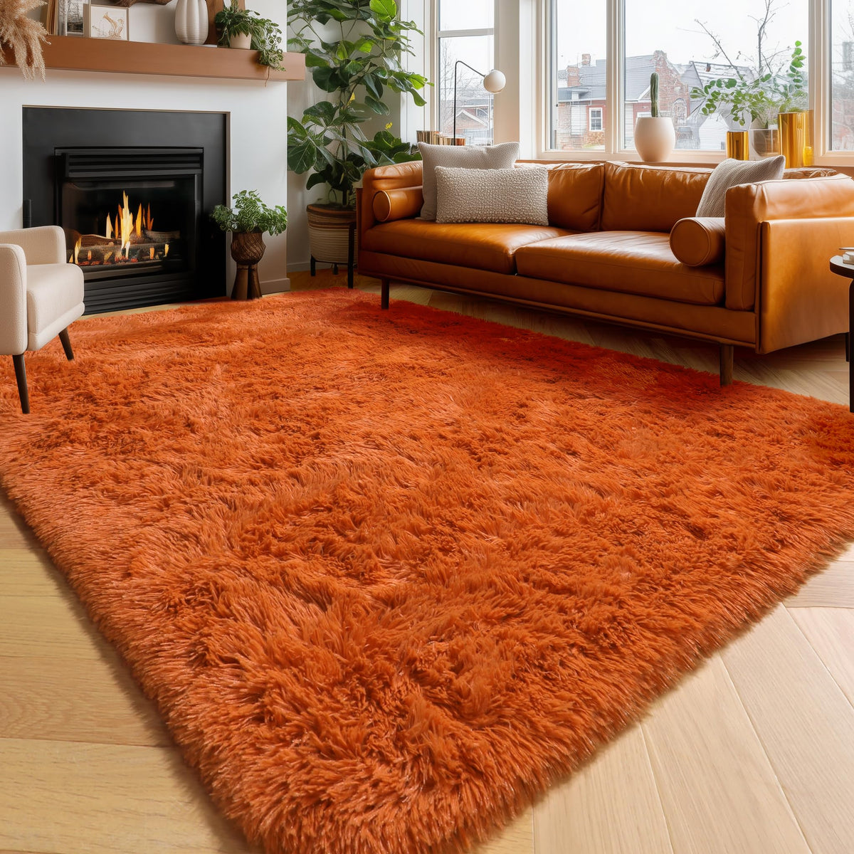 Amdrebio Grass Green Fluffy Area Rug 4x6 for Bedroom Classroom Living Room