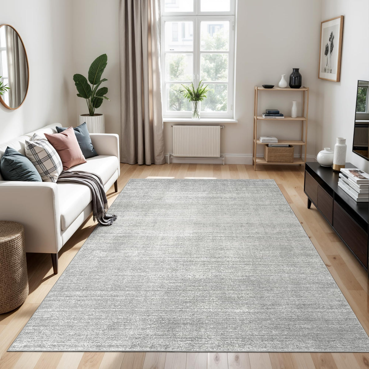 Valenrug Washable Rugs 5x7, Non Slip Large Area Rugs for Living Room, Beige