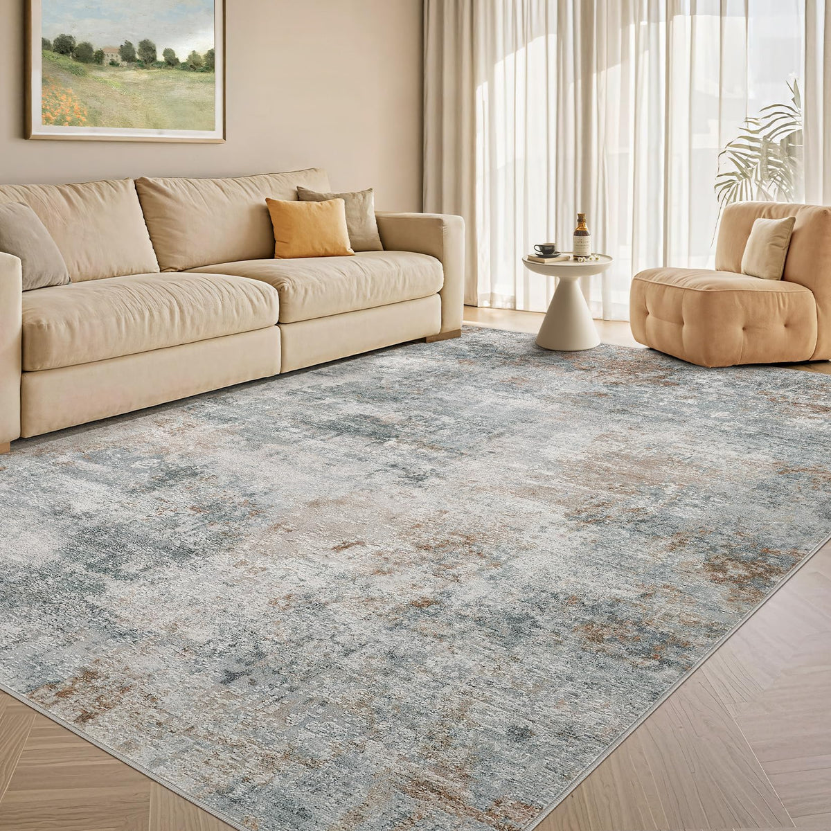 Tortania Area Rug Living Room Rugs - 5x7 Washable Large Soft Neutral Boho Moroccan Bohemian Farmhouse Rug Indoor Floor Carpet for Bedroom Under Dining Table Home Office Decor - Cream Brown
