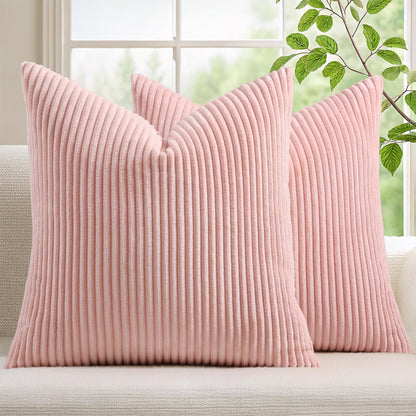 Mecatny Corduroy Fall Throw Pillow Covers 18x18 Set of 2 Olive Green