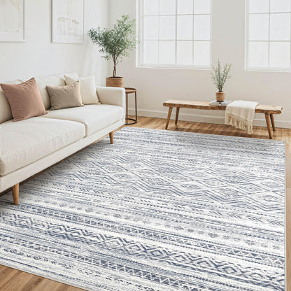 Tortania Area Rug Living Room Rugs - 5x7 Washable Large Soft Neutral Boho Moroccan Bohemian Farmhouse Rug Indoor Floor Carpet for Bedroom Under Dining Table Home Office Decor - Cream Brown