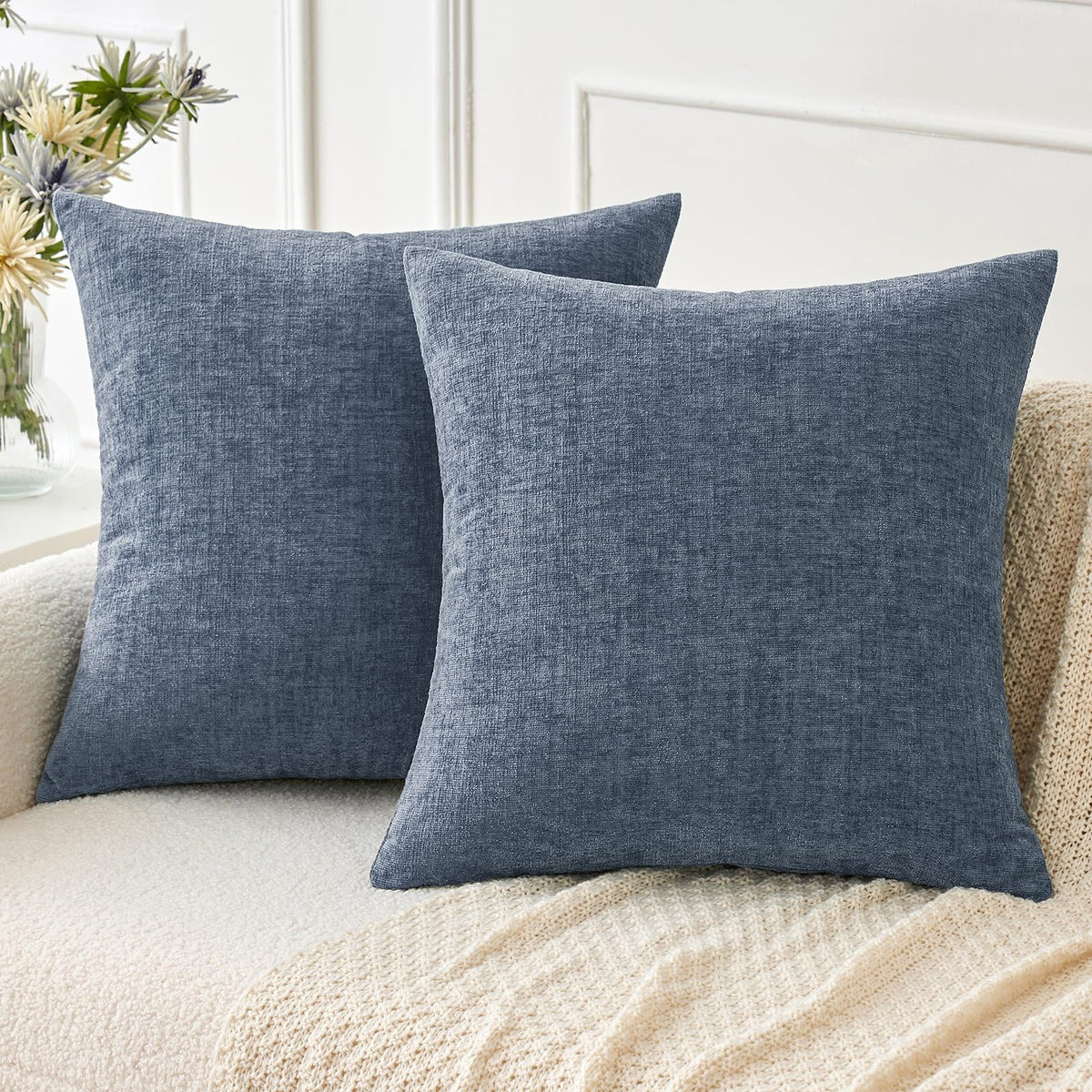 MIULEE Soft Chenille Fall Throw Pillow Covers Burnt Orange 18x18 Pack of 2