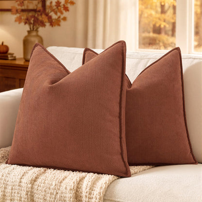 MIULEE Pack of 2 Sage Green Decorative Chenille Pillow Covers 20x20 Inch