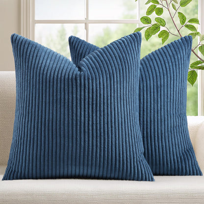 Mecatny Corduroy Fall Throw Pillow Covers 18x18 Set of 2 Olive Green