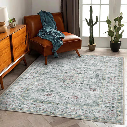 CHAMPLANT 6'x9' Washable Vintage Area Rug Boho Chic Medallion Distressed Design Non-Shedding Easy Care Ideal for High Traffic Areas in Living Room Bedroom Kitchen Office Large Carpet
