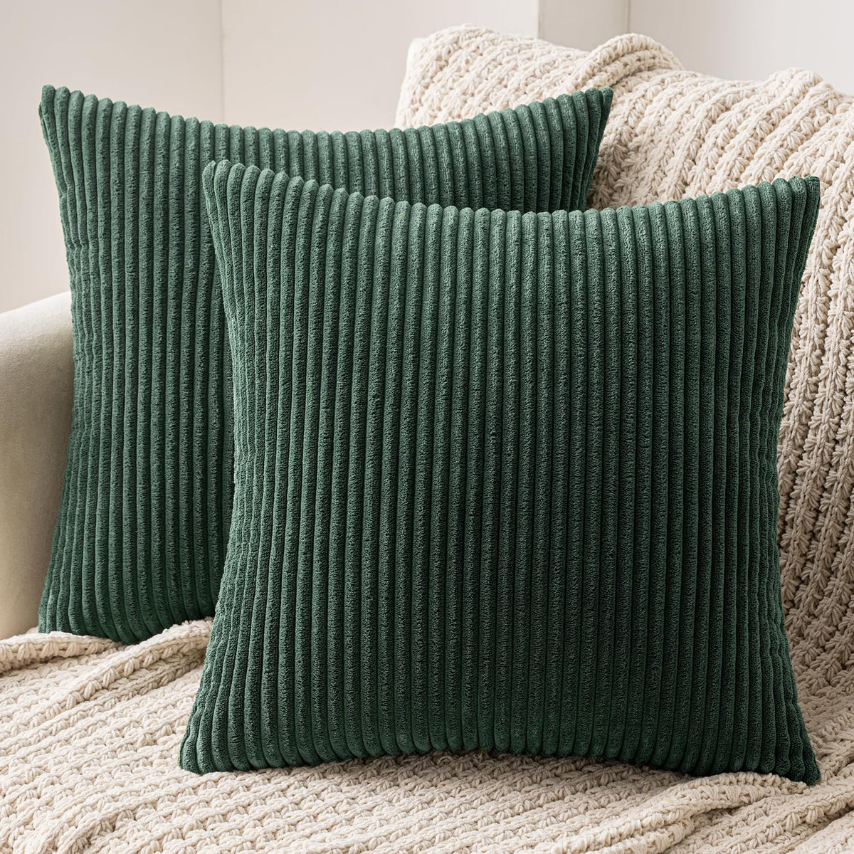 MIULEE Fall Decorative Corduroy Throw Pillow Covers Set of 2 18x18 Orange