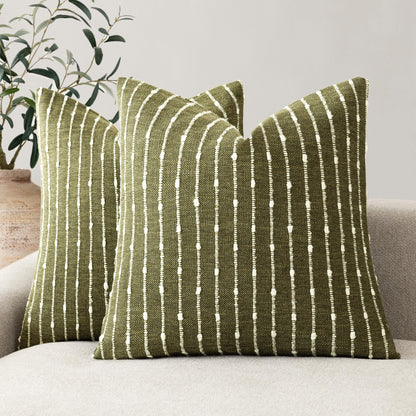 Foindtower Decorative Striped Boucle Throw Pillow Cover 18x18 Natural Beige
