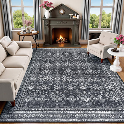 8x10 Area Rugs for Living Room Green Washable Non-Slip Large Carpet