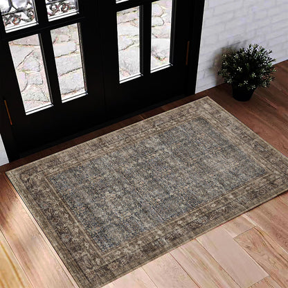 CHAMPLANT 6'x9' Washable Vintage Area Rug Boho Chic Medallion Distressed Design Non-Shedding Easy Care Ideal for High Traffic Areas in Living Room Bedroom Kitchen Office Large Carpet