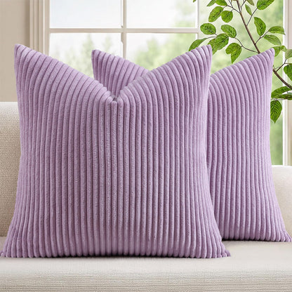 Mecatny Corduroy Fall Throw Pillow Covers 18x18 Set of 2 Olive Green
