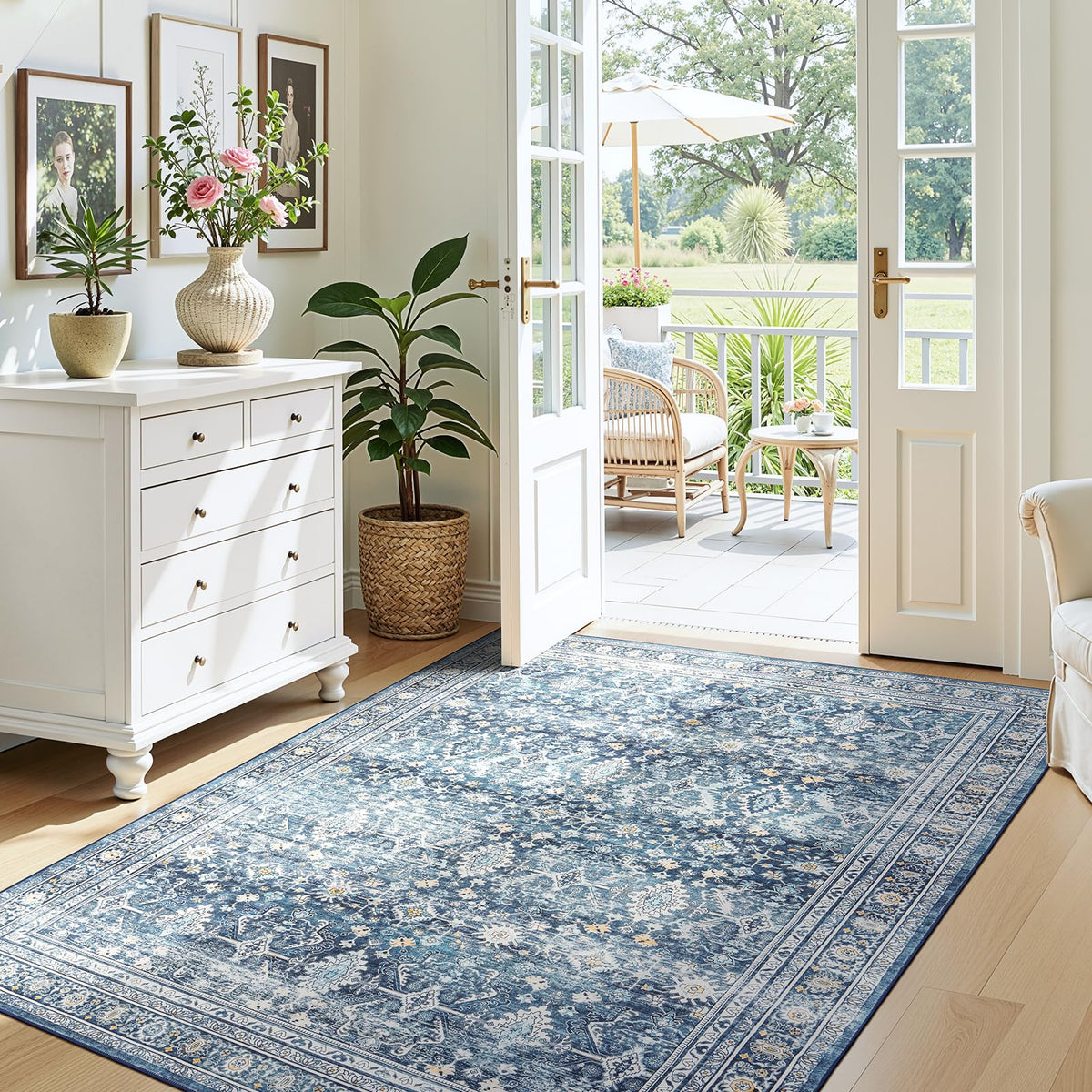 8x10 Area Rugs for Living Room Green Washable Non-Slip Large Carpet