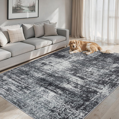 PLHXFR 6x9 Area Rug Living Room: Abstract Washable Carpet Brown Black