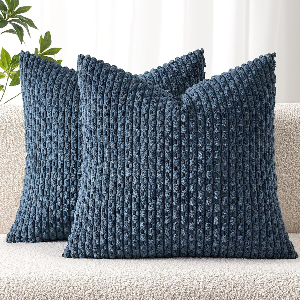 MIULEE Decorative Throw Pillow Covers 18x18 Sage Green Textured Corduroy