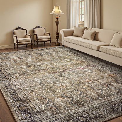 8x10 Area Rugs for Living Room Green Washable Non-Slip Large Carpet