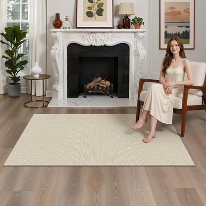 Valenrug Washable Rugs 5x7, Non Slip Large Area Rugs for Living Room, Beige
