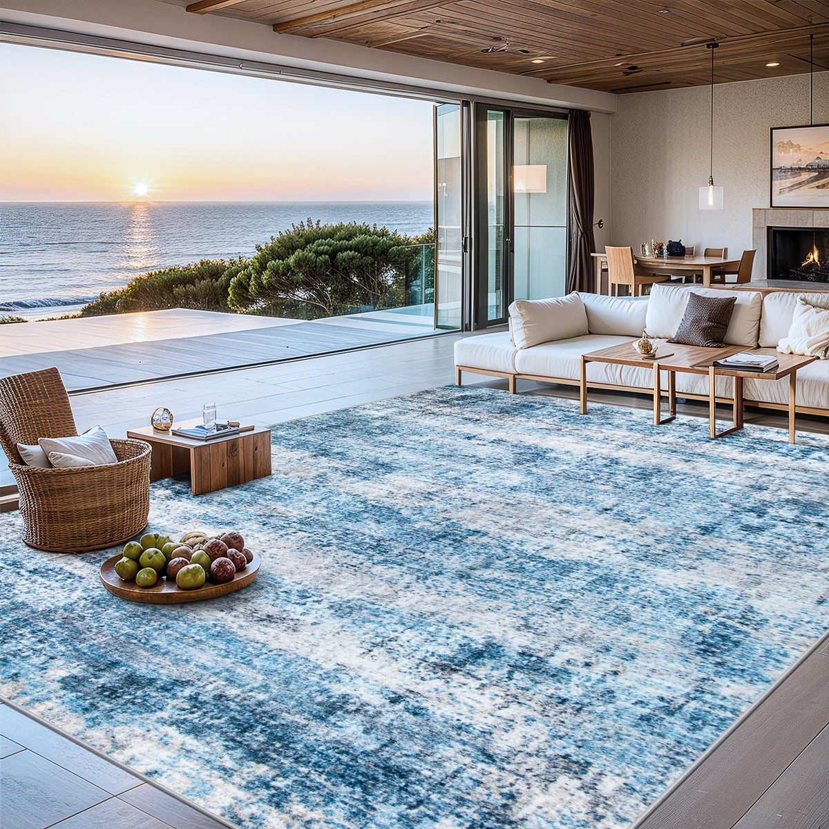 PLHXFR 6x9 Area Rug Living Room: Abstract Washable Carpet Brown Black