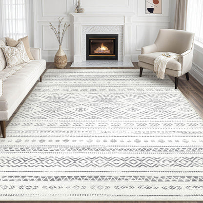 Tortania Area Rug Living Room Rugs - 5x7 Washable Large Soft Neutral Boho Moroccan Bohemian Farmhouse Rug Indoor Floor Carpet for Bedroom Under Dining Table Home Office Decor - Cream Brown