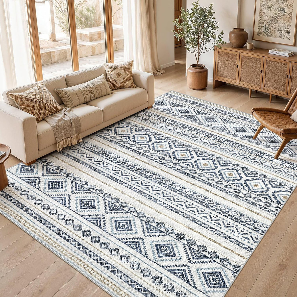 cotiled Boho 5x7 Area Rugs for Living Room: Soft Moroccan Washable Rug