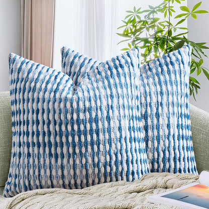 AmHoo Set of 2 Boho Chenille Pillow Cover Decorative Tufted Pillowcase for Couch Bed Sofa Bedroom Living Room Modern 18 x 18-Inch Brown