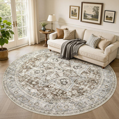 Tortania Area Rug 5x7 Living Room Rug Washable Soft Cream/Blue