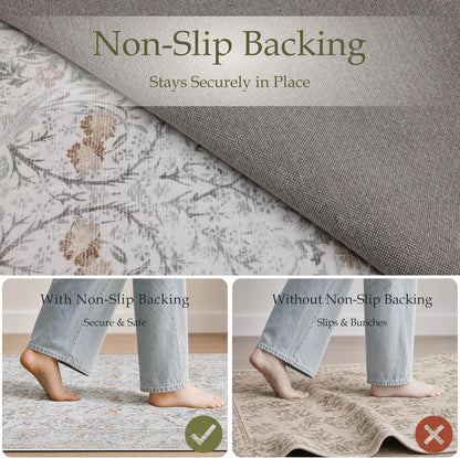JOLLYVOGUE 5x7 Area Rugs for Living Room, Washable Rug, Beige
