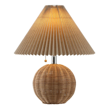 JONATHAN Y Aksel Sphere Table Lamp Coastal 17.25", Brown Wood Finish