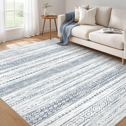 Nakagishi Boho 5x7 Area Rug Living Room Rugs Machine Washable Beige/Brown