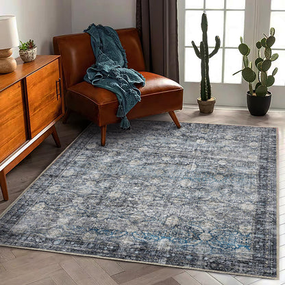 CHAMPLANT 6'x9' Washable Vintage Area Rug Boho Chic Medallion Distressed Design Non-Shedding Easy Care Ideal for High Traffic Areas in Living Room Bedroom Kitchen Office Large Carpet
