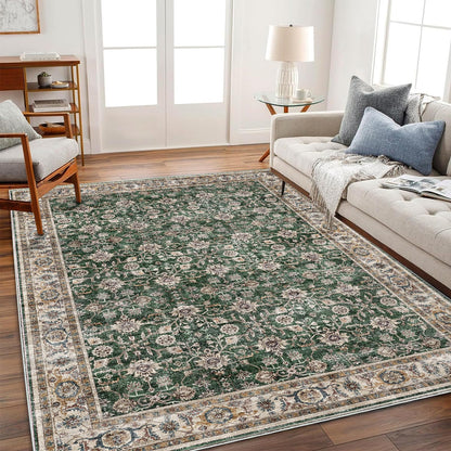 CHAMPLANT 6'x9' Washable Vintage Area Rug Boho Chic Medallion Distressed Design Non-Shedding Easy Care Ideal for High Traffic Areas in Living Room Bedroom Kitchen Office Large Carpet