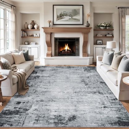 PLHXFR 6x9 Area Rug Living Room: Abstract Washable Carpet Brown Black