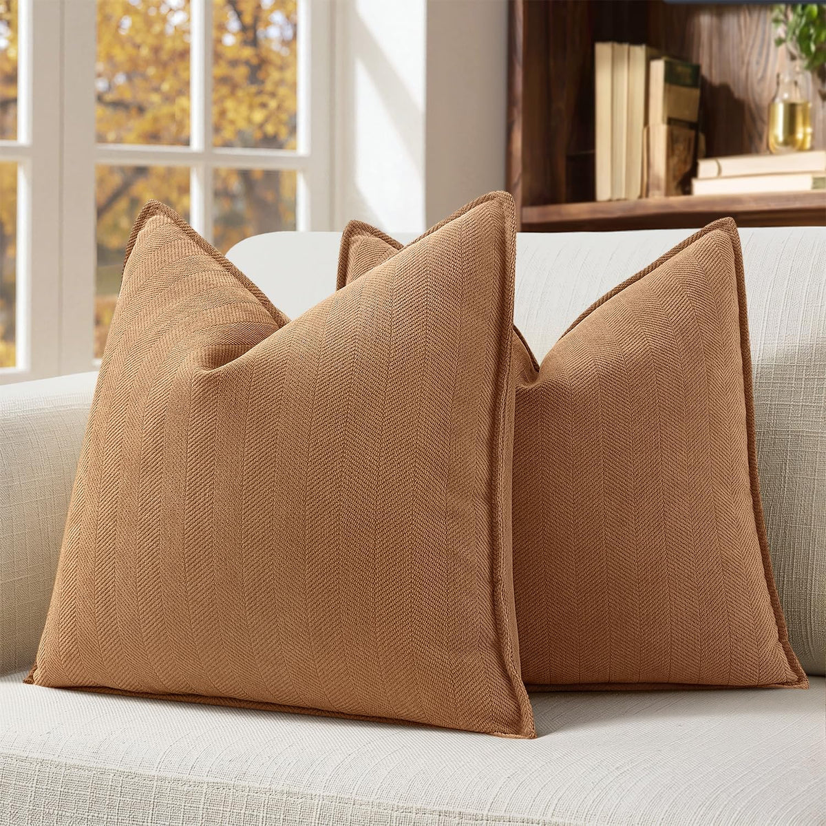 MIULEE Pack of 2 Sage Green Decorative Chenille Pillow Covers 20x20 Inch