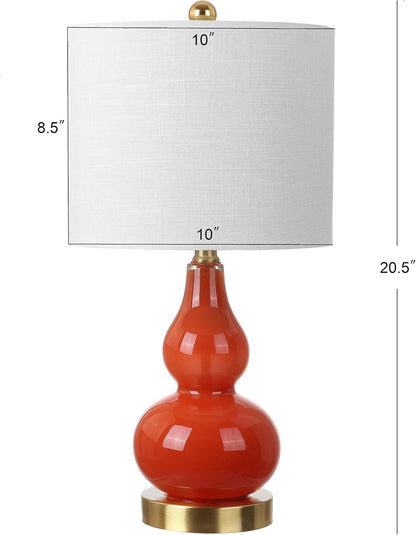 JONATHAN Y Anya Gourd Glass Table Lamp 20.5", Sunset Orange