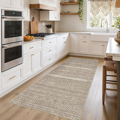 Nakagishi Boho 5x7 Area Rug Living Room Rugs Machine Washable Beige/Brown