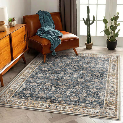 CHAMPLANT 6'x9' Washable Vintage Area Rug Boho Chic Medallion Distressed Design Non-Shedding Easy Care Ideal for High Traffic Areas in Living Room Bedroom Kitchen Office Large Carpet