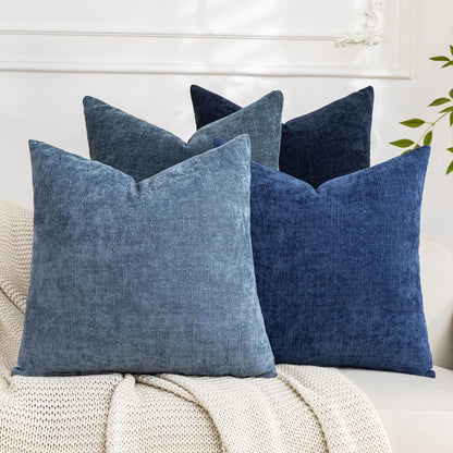 Set of 4 Soft Textured Throw Pillow Covers 18x18 Inch Cozy Decorative Farmhouse Cushion Cover Square Accent Pillow Cases for Bed Couch Sofa Living Room, Beige Taupe Brown