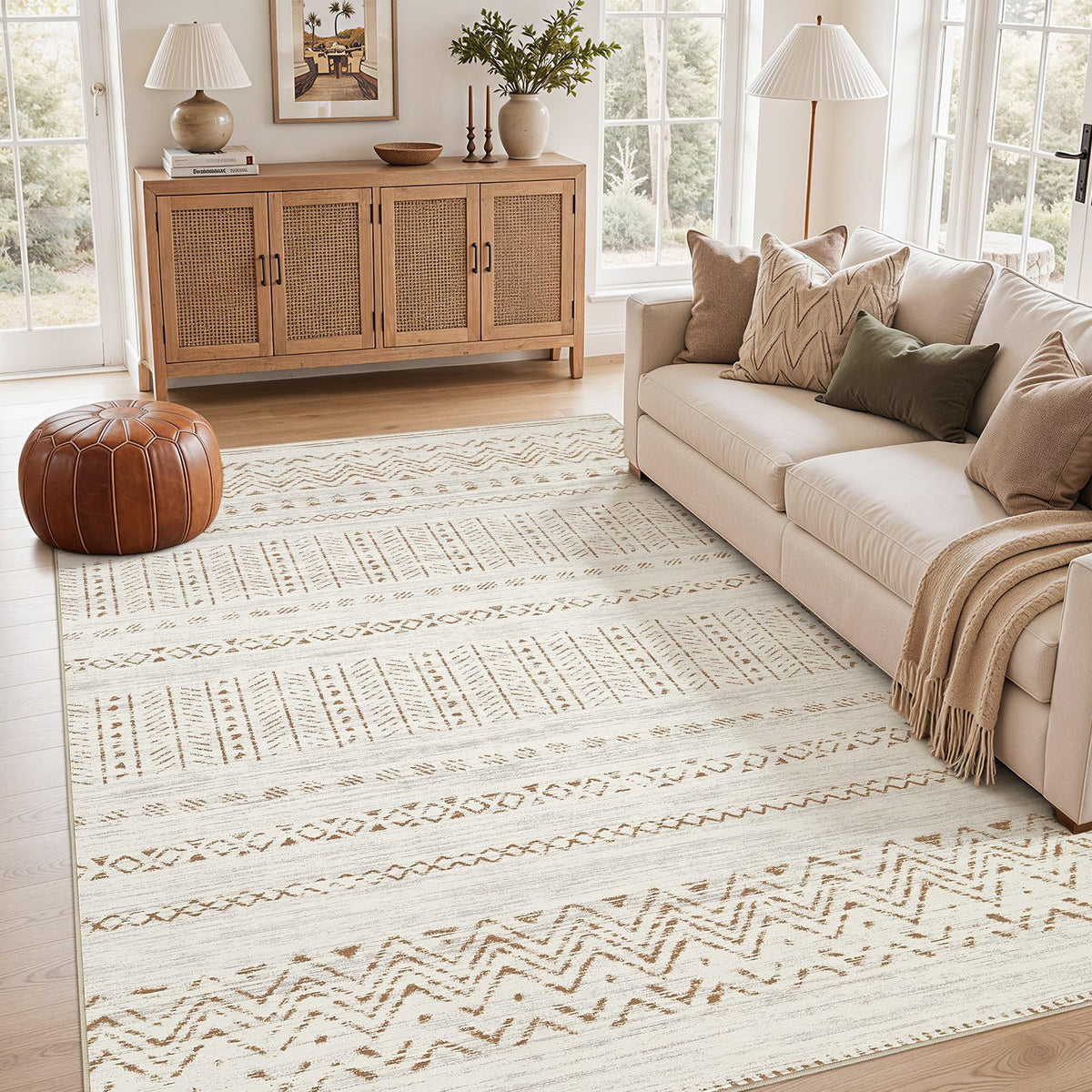 cotiled Boho 5x7 Area Rugs for Living Room: Soft Moroccan Washable Rug