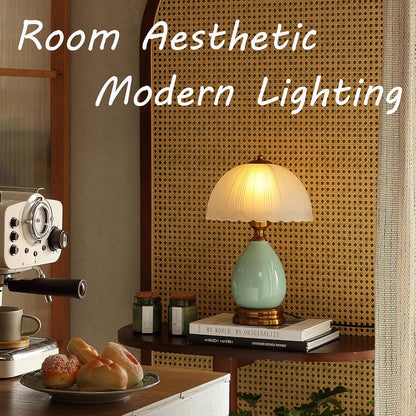 Glivpny 16" Vintage Ceramic Table Lamp for Bedroom,Mushroom Lamps (LD001)
