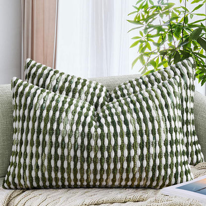 AmHoo Set of 2 Boho Chenille Pillow Cover Decorative Tufted Pillowcase for Couch Bed Sofa Bedroom Living Room Modern 18 x 18-Inch Brown
