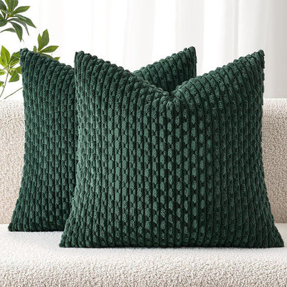 MIULEE Decorative Throw Pillow Covers 18x18 Sage Green Textured Corduroy