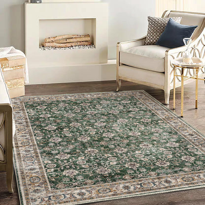 CHAMPLANT 6'x9' Washable Vintage Area Rug Boho Chic Medallion Distressed Design Non-Shedding Easy Care Ideal for High Traffic Areas in Living Room Bedroom Kitchen Office Large Carpet
