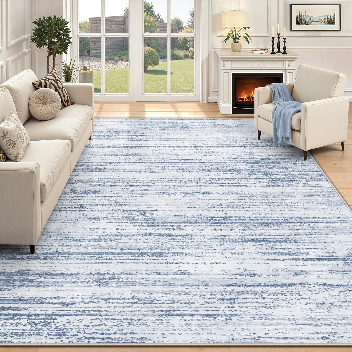 Area Rug 6x9 Living Room Rugs: Washable Modern Rug Non-Slip Soft Rugs Stain Resistant Printed Rug Indoor Carpet for Bedroom Kitchen Dining Room Nursery Home(Beige, 6'x9')